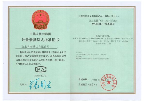 China Shandong Beian Heavy Industry Co.,Ltd certificaten